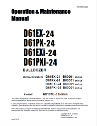 repair manual Komatsu D61EX/PX-24, D61EXi/PXi-24 Bulldozer Set of Operation and Maintenance Manuals PDF