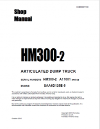 repair manual Komatsu HM300-2 Articulated Dump Truck for 6D125E-3 Engine Shop Manual PDF