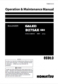 repair manual Komatsu Bulldozer D275AX-5E0 Set of Operation and Maintenance Manuals PDF