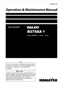 repair manual Komatsu Bulldozer D275AX-5 Set of Operation and Maintenance Manuals PDF