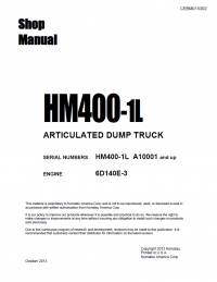 repair manual Komatsu Articulated Dump Truck HM400-1L for Engine 6D140E-3 Shop Manual PDF