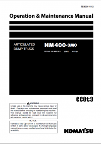 repair manual Komatsu Articulated Dump Truck HM400-3MO Operation and Maintenance Manual PDF