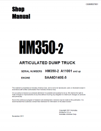 repair manual Komatsu Articulated Dump Truck HM350-2 for Engine SAA6D140E-5 Shop Manual PDF