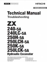 repair manual Hitachi Excavator ZX 240-5A, 240LC-5A, 250H-5A, 250LCH-5A, 250K-5A, 250LCK-5A Troubleshooting PDF