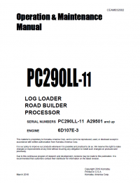repair manual Komatsu PC290LL-11 Log Loader Road Builder Processor Operation and Maintenance Manual PDF