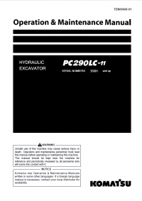 repair manual Komatsu Hydraulic Excavator PC290LC-11 Set of Operation and Maintenance Manual PDF