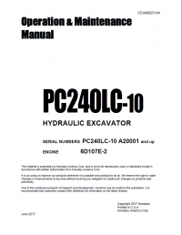 repair manual Komatsu Hydraulic Excavator PC240LC-10 Set of Operation and Maintenance Manuals PDF
