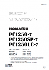repair manual Komatsu Hydraulic Excavator PC1250 -7, PC1250SP-7, PC1250LC -7 Shop Manual PDF