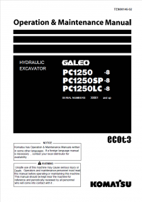 repair manual Komatsu Hydraulic Excavator PC1250-8/SP-8/LC-8 Operation and Maintenance Manual PDF