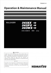repair manual Komatsu Bulldozer D65EX -18, D65PX-18, D65WX-18 Set of Operation and Maintenance Manuals PDF