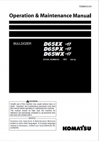 repair manual Komatsu Bulldozer D65EX -17, D65PX-17, D65WX-17 Operation and Maintenance Manual PDF