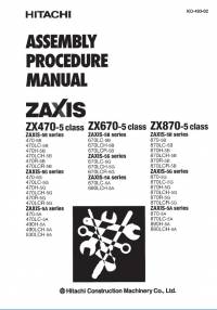repair manual Hitachi Hydraulic Shovels ZX470-5, ZX670-5, ZX870-5 Class Series Assembly Procedure Manual PDF