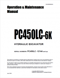repair manual Komatsu Hydraulic Excavator PC450LC-6K Operation and Maintenance Manual PDF