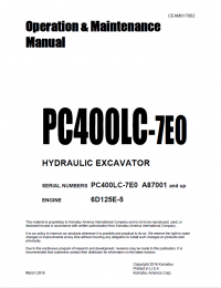 repair manual Komatsu Hydraulic Excavator PC400LC-7EO Operation and Maintenance Manual PDF