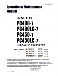 repair manual Komatsu Hydraulic Excavator PC400/LC-7, PC450/LC-7 Operation and Maintenance Manual PDF