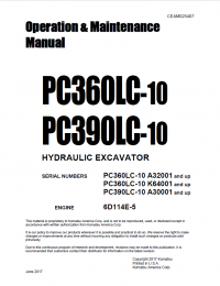 repair manual Komatsu Hydraulic Excavator PC360LC-10, PC390LC-10 Set of Operation and Maintenance Manuals PDF