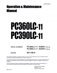 repair manual Komatsu Hydraulic Excavator PC360LC-11, PC390LC-11 Set of Operation and Maintenance Manuals PDF