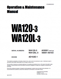 repair manual Komatsu WA120-3, WA120L-3 Wheel Loader Operation and Maintenance Manual PDF