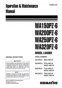 repair manual Komatsu Wheel Loader WA150PZ-6, WA200PZ-6, WA250PZ-6, WA320PZ-6 Operation and Maintenance Manual PDF