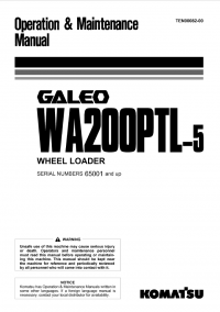 repair manual Komatsu Galeo Wheel Loader WA200PTL-5 Operation and Maintenance Manual PDF