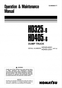 repair manual Komatsu Dump Truck HD325-6, HD405-6 Set of Operation and Maintenance Manuals PDF