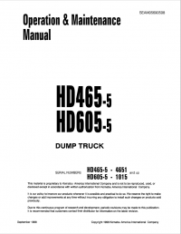 repair manual Komatsu Machine Model HD465-5, HD605-5 Set of Operation and Maintenance Manual PDF