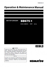 repair manual Komatsu Motor Grader GD675-5 Set of Operation and Maintenance Manuals PDF