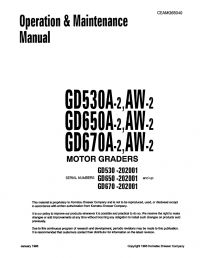 repair manual Komatsu Motor Graders GD530A/GD650A/GD670A-2, AW-2 Operation and Maintenance Manual PDF