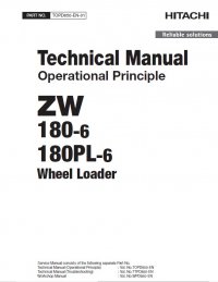 repair manual Hitachi Wheel Loader ZW180-6, ZW180PL-6 Operational Principle Technical Manual PDF