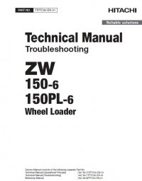 repair manual Hitachi Wheel Loader ZW150-6, ZW150PL-6 Troubleshooting Technical Manual PDF