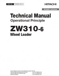 repair manual Hitachi Wheel Loader ZW310-6 Operational Principle Technical Manual PDF