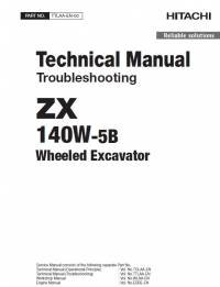 repair manual Hitachi Wheeled Excavator ZX140W-5B Troubleshooting Technical Manual PDF