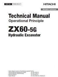 repair manual Hitachi Hydraulic Excavator ZX60-5G Operational Principle Technical Manual PDF