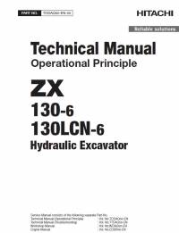 repair manual Hitachi Hydraulic Excavator ZX130-6, ZX130LCN-6 Operational Principle Technical Manual PDF