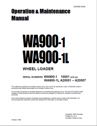 repair manual Komatsu Wheel Loader WA900-1, WA900-1L Set Of Operation and Maintenance Manuals PDF