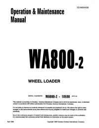 repair manual Komatsu Wheel Loader WA800-2 Set of Operation and Maintenance Manuals PDF
