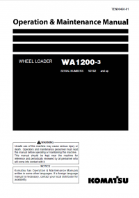 repair manual Komatsu Wheel Loader WA1200-3 Set of Operation and Maintenance Manuals PDF