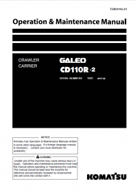 repair manual Komatsu Galeo CD110R - 2 Crawler Carrier Operation and Maintenance Manual PDF
