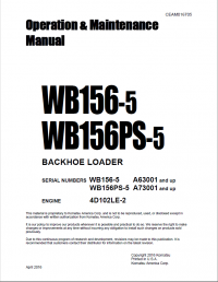 repair manual Komatsu Backhoe Loader WB156-5, WB156PS-5 Operation and Maintenance Manual PDF