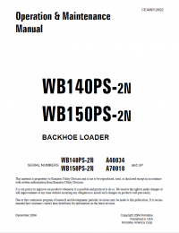repair manual Komatsu Backhoe Loader WB140/150PS-2N Set of Operation and Maintenance Manuals PDF