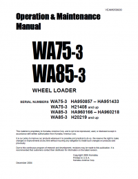 repair manual Komatsu WA75-3, WA85-3 Wheel Loader Operation and Maintenance Manuals PDF