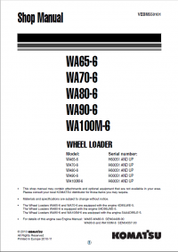 repair manual Komatsu Wheel Loader WA65-6, WA70-6, WA80-6, WA90-6, WA100M-6 Shop Manual PDF