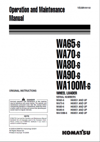 repair manual Komatsu Wheel Loader WA65/WA70/WA80/WA90/WA100M-6 Operation and Maintenance Manual PDF