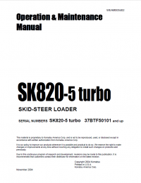 repair manual Komatsu Skid Steer Loader SK820-5 Turbo Operation and Maintenance Manual PDF
