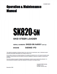 repair manual Komatsu Skid Steer Loader SK820-5N Operation and Maintenance Manual PDF