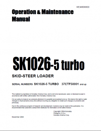 repair manual Komatsu Skid-Steer Loader SK1026-5 turbo Operation and Maintenance Manual PDF