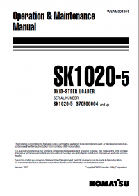 repair manual Komatsu Skid-Steer Loader SK1020-5 Set of Operation and Maintenance Manuals PDF