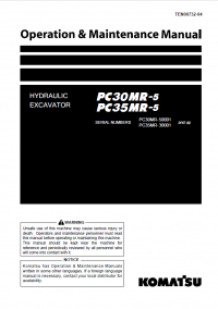 repair manual Komatsu PC30MR-5, PC35MR-5 Hydraulic Excavator Operation and Maintenance Manual PDF