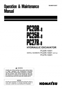 repair manual Komatsu PC20R-8 & PC25R-8 & PC27R-8 Hydraulic Excavator Operation and Maintenance Manuals PDF