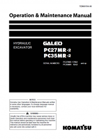 repair manual Komatsu PC27MR-2, PC35MR-2 Hydraulic Excavator Operation and Maintenance Manual PDF
